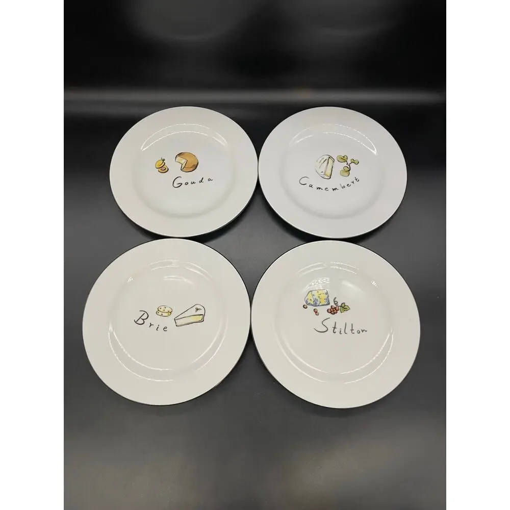 Pottery Barn Set of 4 Cheese Appetizer Snack Dessert Plates 7.75